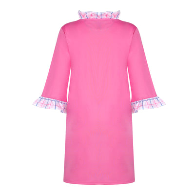 Girls Talia Long Sleeve Ruffle Golf & Tennis  Dress-Check Me Out Pink Dresses TurtlesAndTees   