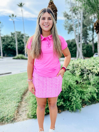 Girls Marlee  Woven Golf & Tennis Skort - Lined up Pink Skorts TurtlesAndTees   