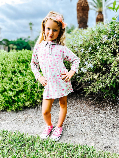 Infant & Toddler -Devon Long Sleeve  Dress-Club Life Pink/Green Baby & Toddler Dresses TurtlesAndTees   