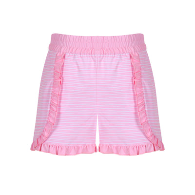 Girls Sutton Ruffle Trim Woven Golf & Tennis Shorts  -Sonoma Stripe Blush Shorts TurtlesAndTees   