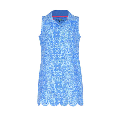 Girls Natalee Woven Golf & Tennis Shift Dress -Riviera Glacial Blue Dresses TurtlesAndTees   