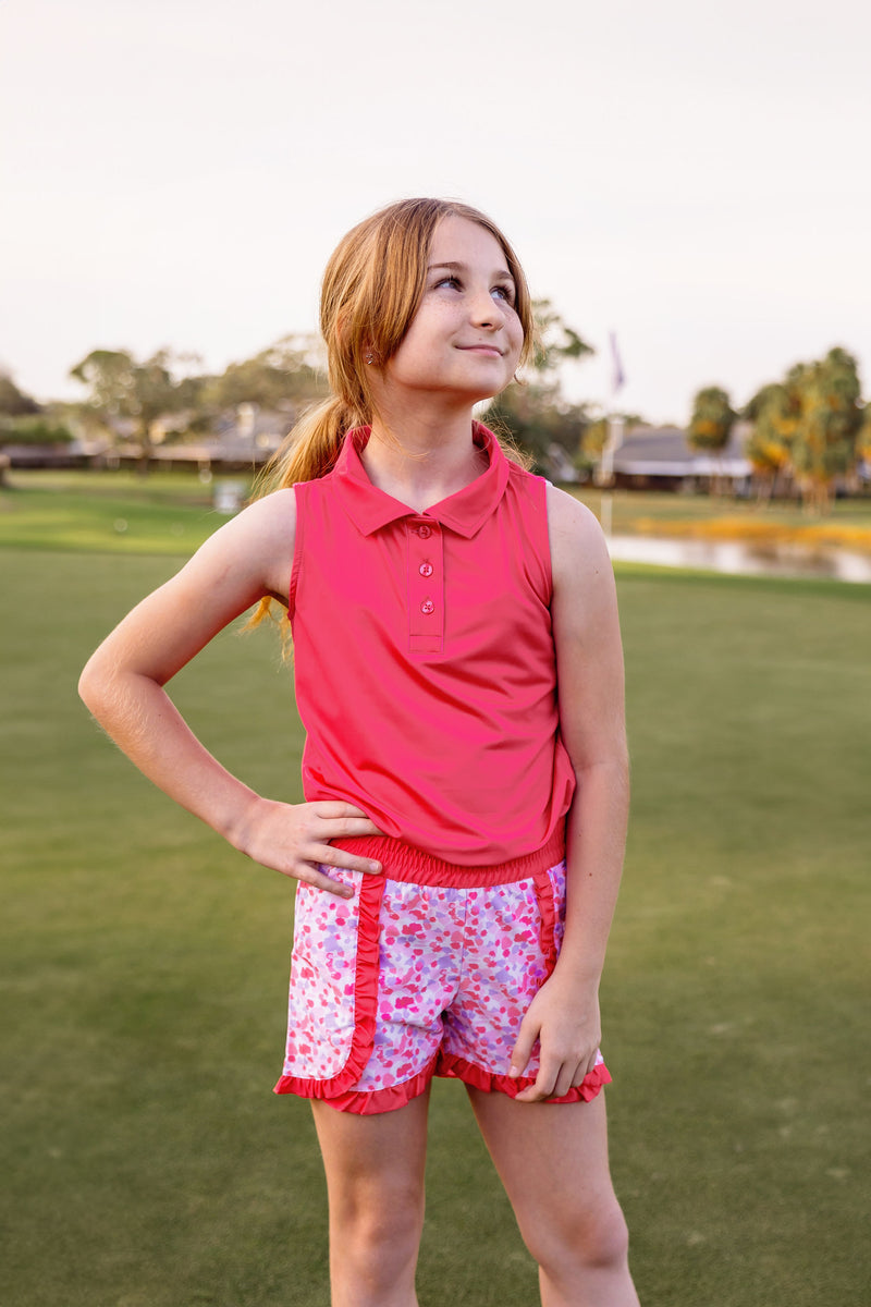 Girls Sutton Ruffle Trim Woven Golf & Tennis Shorts  -Stroke of Genius Blush Shorts TurtlesAndTees   