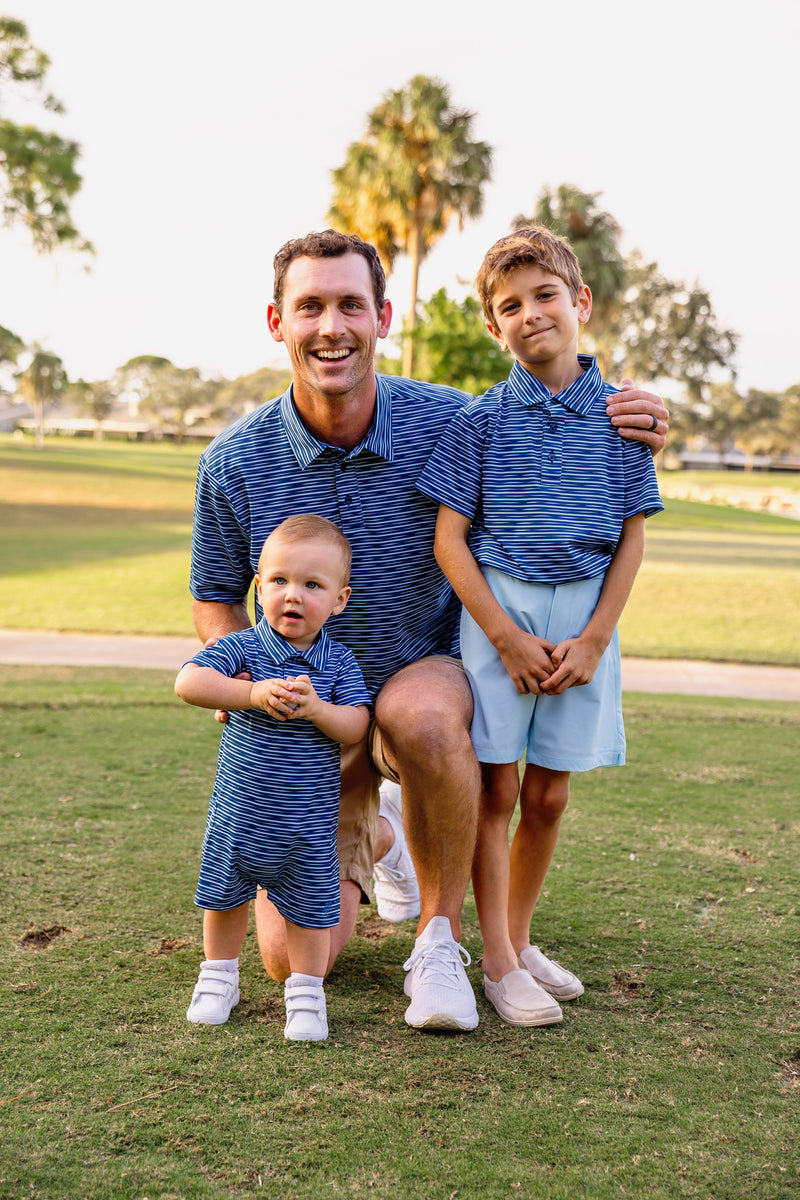 Walker Boys Golf & Tennis Performance Polo -Sonoma Stripe Twilight polo shirt TurtlesAndTees   