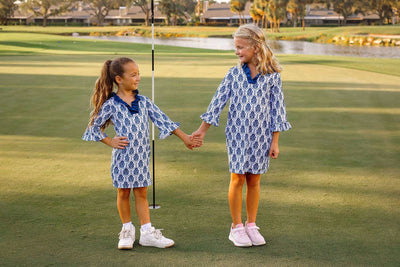 Girls Talia Long Sleeve Ruffle Golf & Tennis  Dress-On The Pin White Dresses TurtlesAndTees   