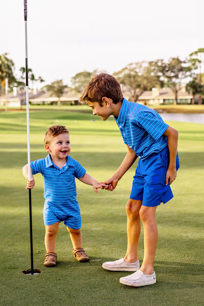 Walker Boys Golf & Tennis Performance Polo -Sonoma Stripe Oasis polo shirt TurtlesAndTees   