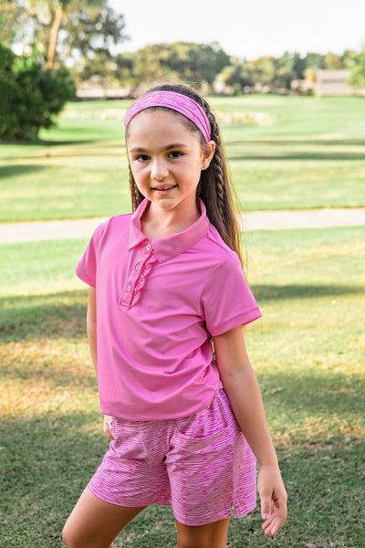 Girls  Signature Cap Sleeve Polo Shirt-Bubblegum Pink  TurtlesAndTees BPNK XSmall (4T) 