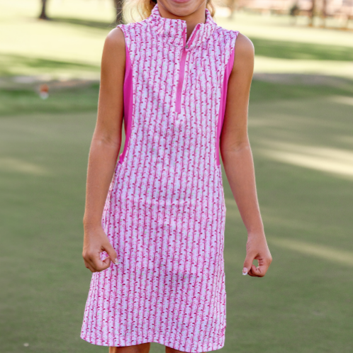 Turtles & Tees Girls Frankie Sleeveless Dress, Pink/Lime - Golf Gear Turtles & Tees Girls Frankie Sleeveless Dress, Pink/Lime - Golf Gear