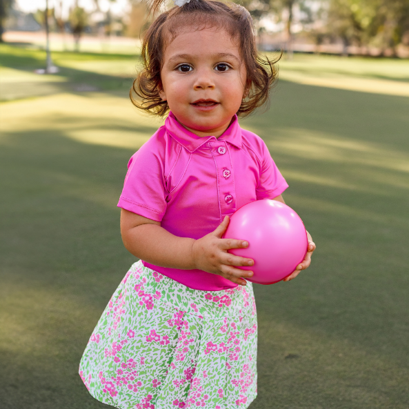 Mini Girls Reagan Golf Polo in Sachet Pink | Shop Online