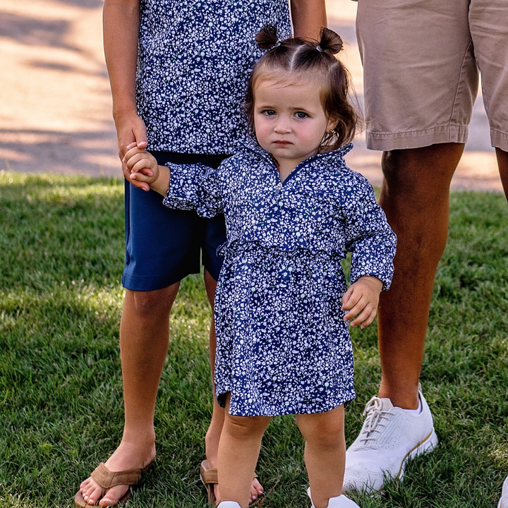 Mini Girls Farah Golf Dress Secret Garden Navy Lime | Buy