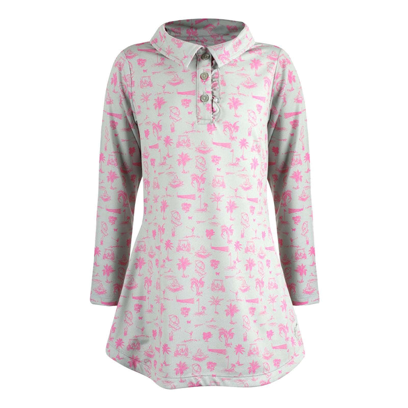 Girls Devon Long Sleeve  Dress - Club Life Pink/Green Dresses TurtlesAndTees   