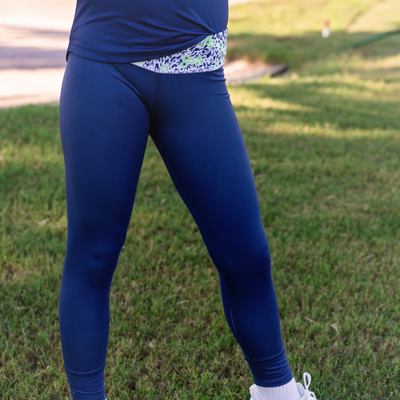 Girls Brynn Leggings - Birdie Bliss - Navy/Lime