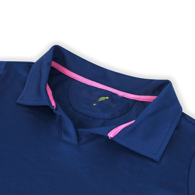 Girls  Signature Cap Sleeve Polo Shirt-Twilight Blue Shirts & Tops TurtlesAndTees   
