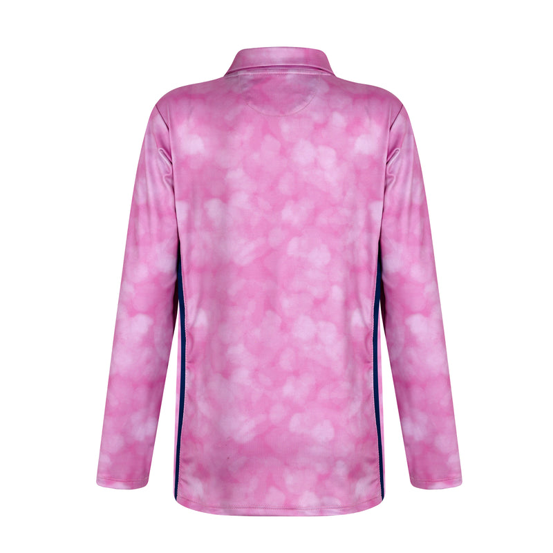 Girls  Layla Long Sleeve Polo Shirt-SunDaze Pink Shirts & Tops TurtlesAndTees   