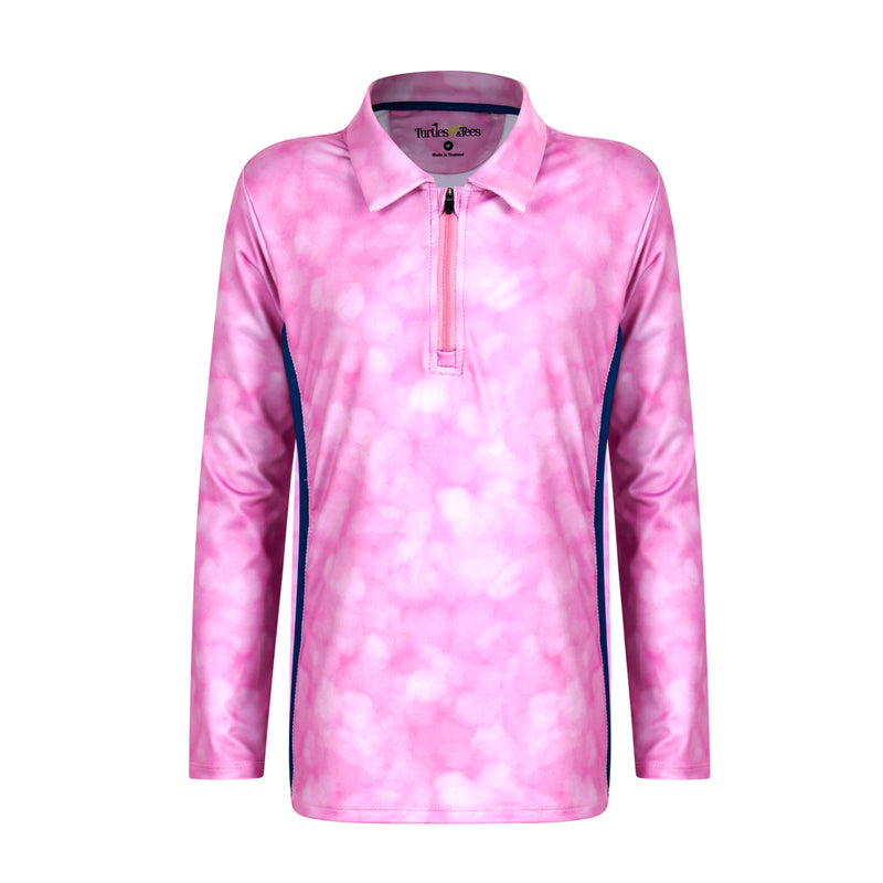 Girls Long Long Sleeve Polo – Tie TurtlesAndTees Shirt Pink Dye