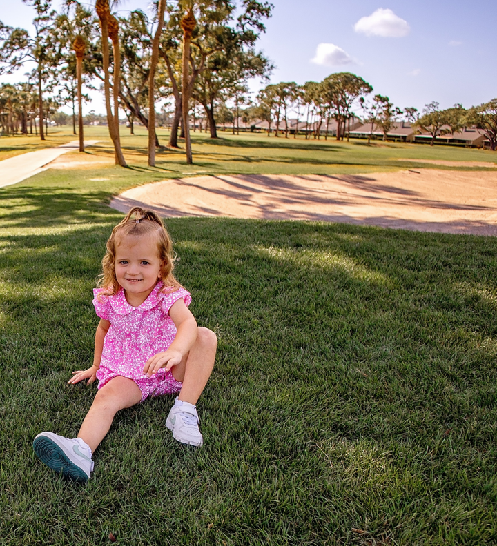Mini Girls Nala Golf Romper Secret Garden Pink Lime | Buy