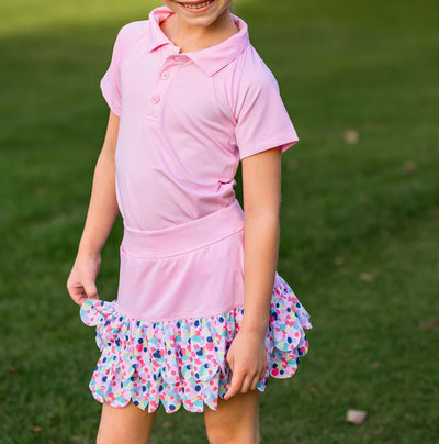 Girls Reagan Golf & Tennis Cap Sleeve Polo-Blush Shirts & Tops TurtlesAndTees   
