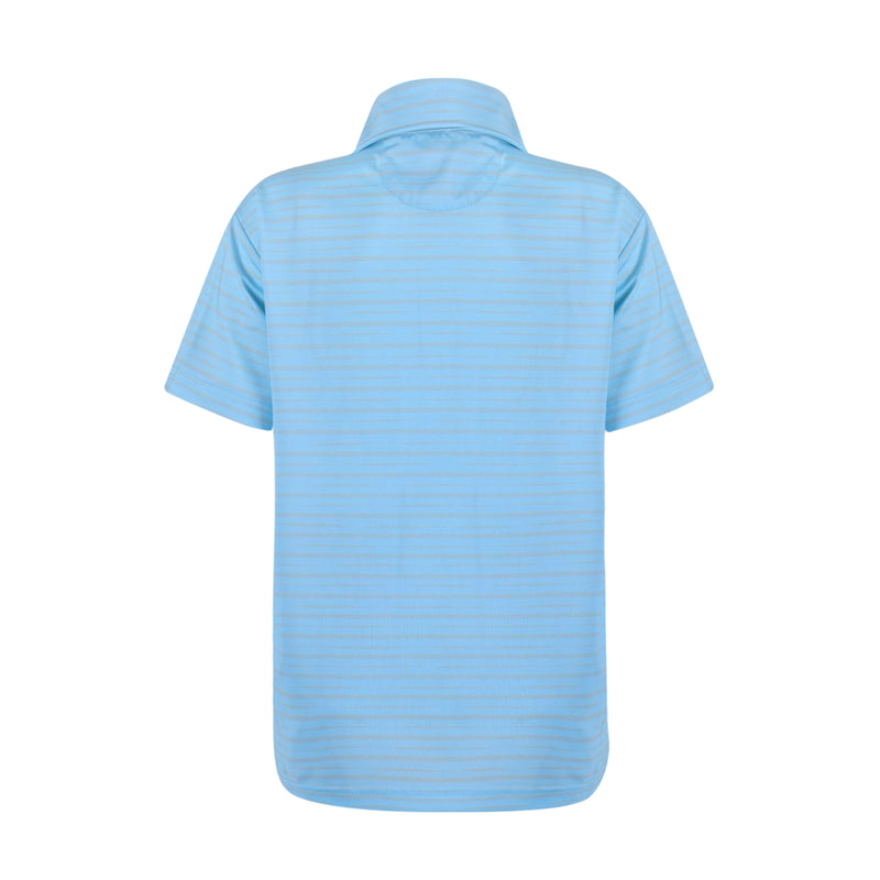 Walker Boys Golf & Tennis Performance Polo -Sonoma Stripe Glacial Blue polo shirt TurtlesAndTees   