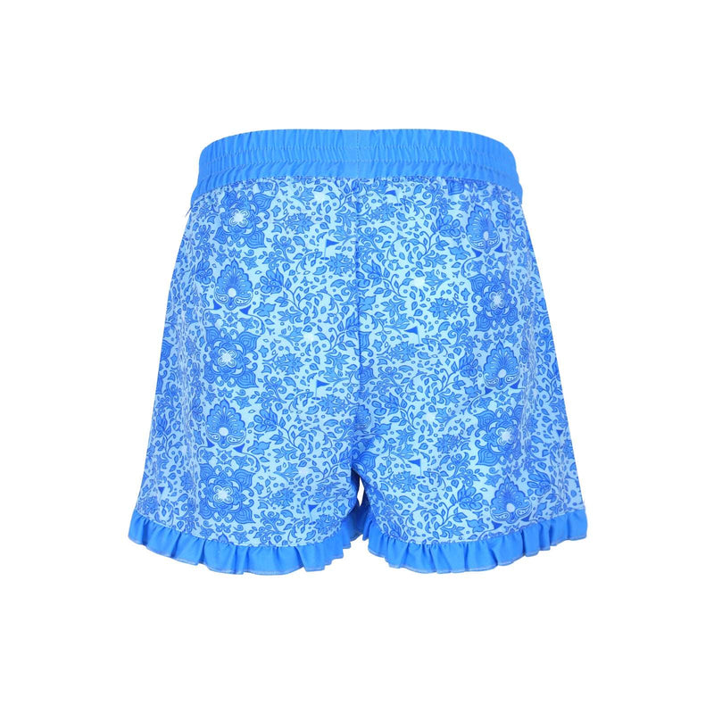 Girls Sutton Ruffle Trim Woven Golf & Tennis Shorts  -Riviera Glacial Blue Shorts TurtlesAndTees   