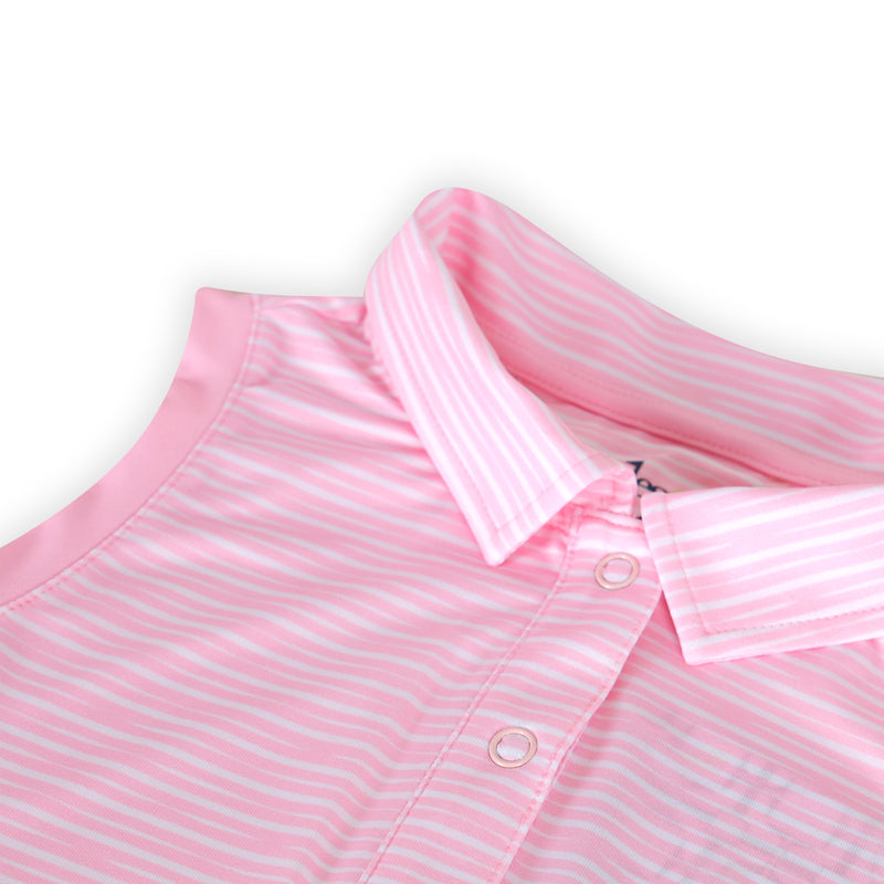 Girls Nellie Knit Golf & Tennis Romper-Sonoma Stripe Blush  TurtlesAndTees   