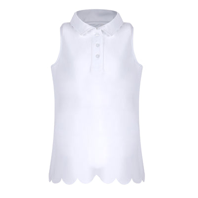 Girls Rylee Golf & Tennis Sleeveless Polo -White Shirts & Tops TurtlesAndTees   