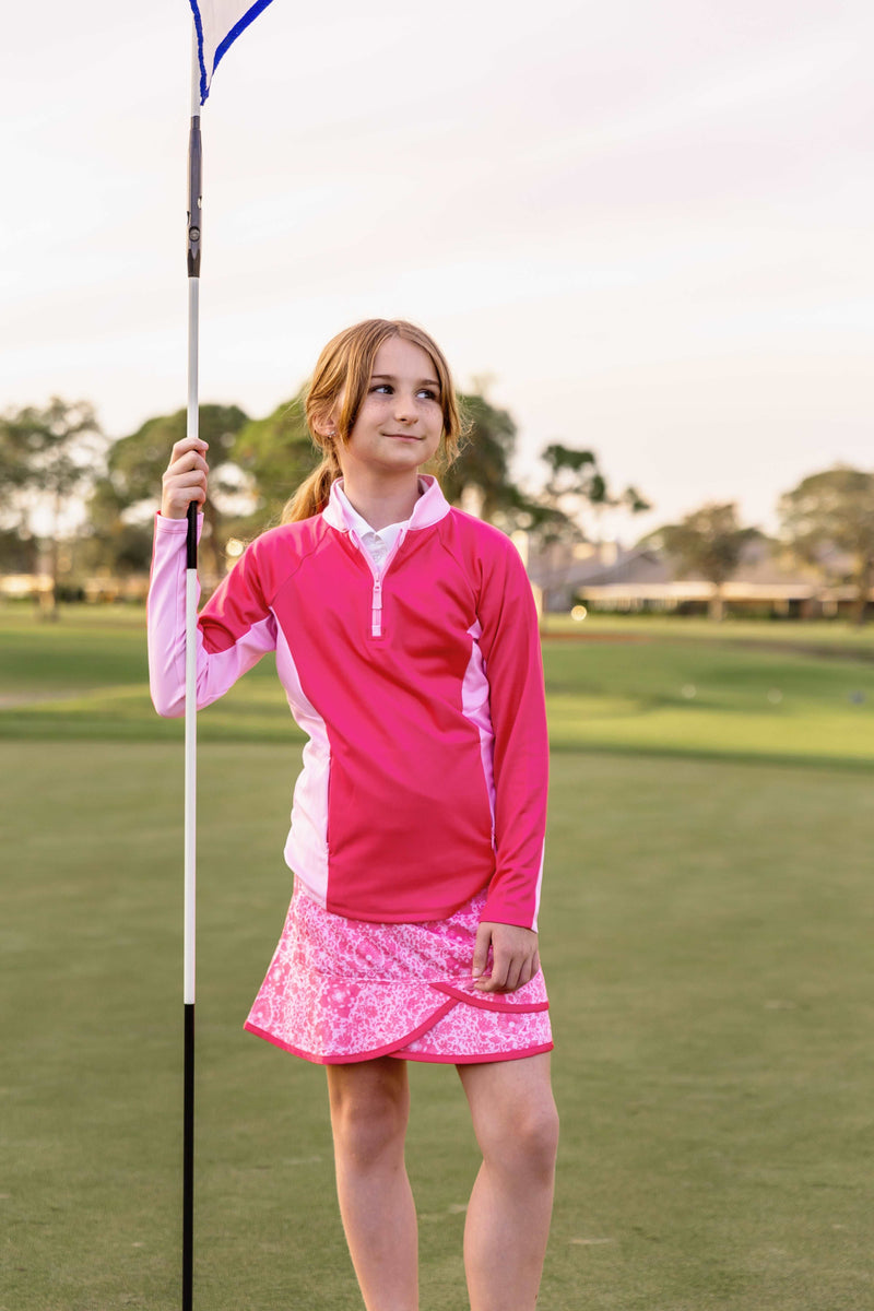 Girls Sadie Scalloped Hem Golf & Tennis Skort  -Riviera Blush Skorts TurtlesAndTees   