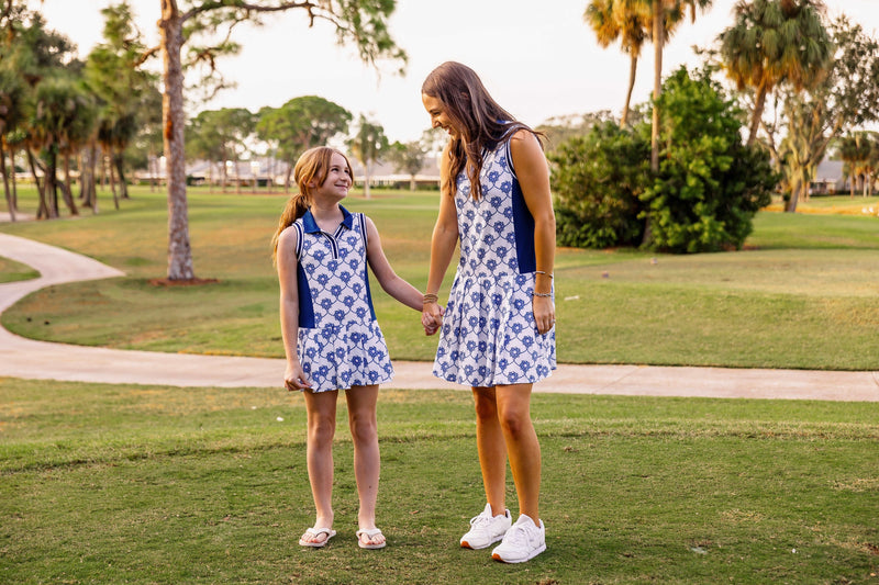 Girls Naomi Pleated Bottom Golf & Tennis Dress -Del Mar White  TurtlesAndTees   