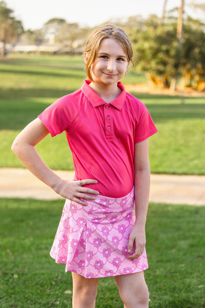 Girls Reagan Golf & Tennis Cap Sleeve Polo-Raspberry Shirts & Tops TurtlesAndTees   