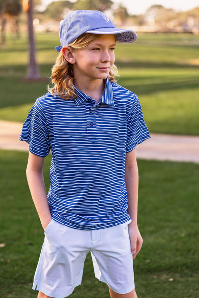 Walker Boys Golf & Tennis Performance Polo -Sonoma Stripe Twilight polo shirt TurtlesAndTees   