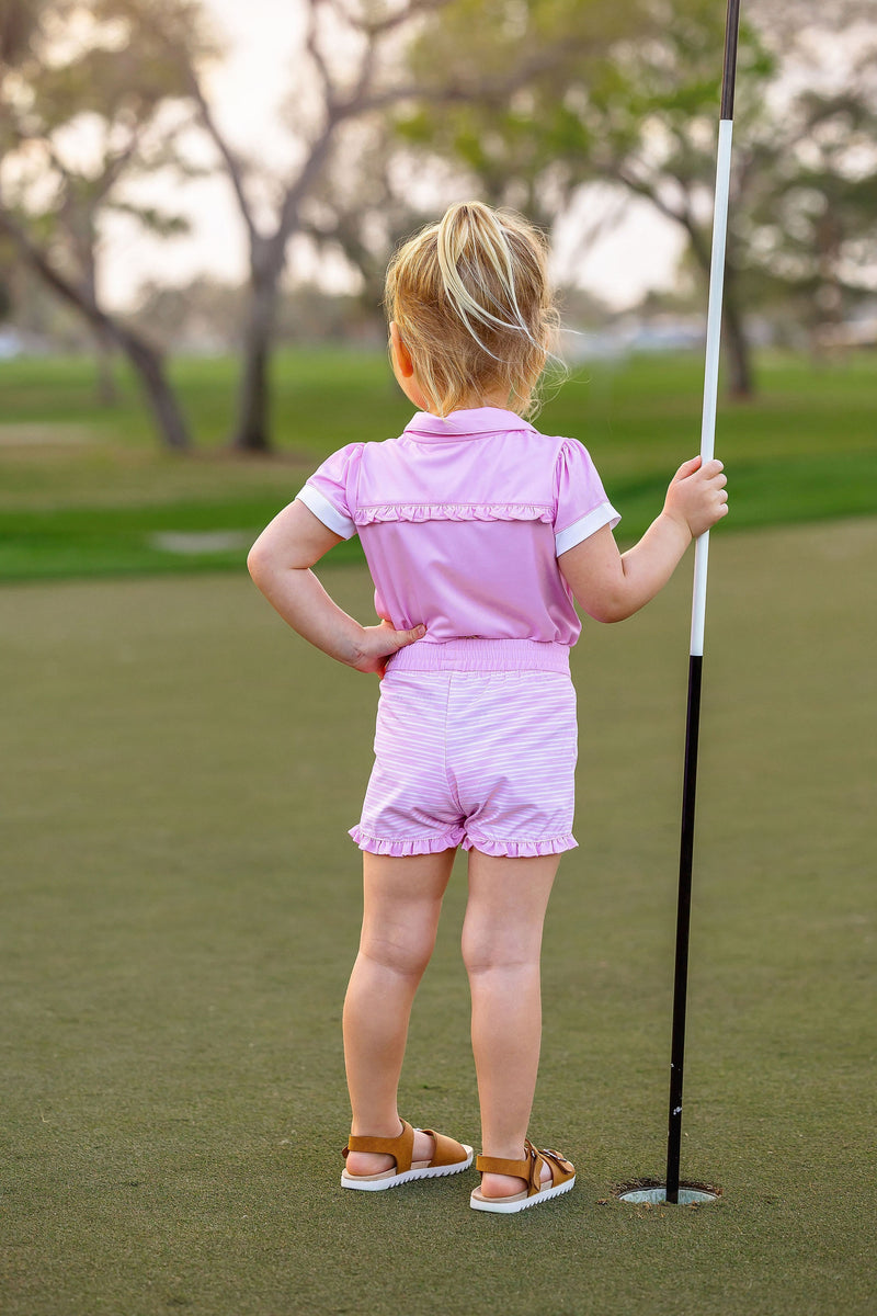 Girls Toddler Mini Sutton Shorts-Sonoma Stripe Blush Shorts TurtlesAndTees   