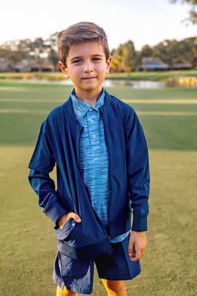 Boy's Performance Tripp Polo Shirt-Underline Turquoise Shirts & Tops TurtlesAndTees   