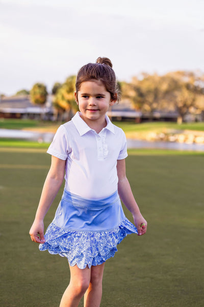 Girls Sophia Layered Hem Golf & Tennis Skort  -Riviera Glacial Blue Skorts TurtlesAndTees   