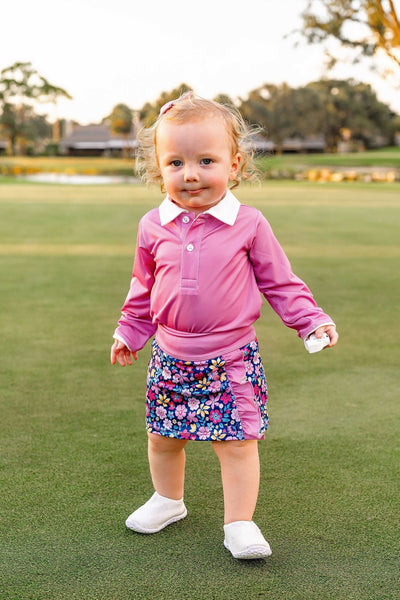 Hattie Infant & Toddler  Golf & Tennis Skort-Flower Power Navy Baby & Toddler Bottoms TurtlesAndTees   