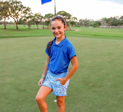 Girls Reagan Golf & Tennis Cap Sleeve Polo-Oasis Blue Shirts & Tops TurtlesAndTees   