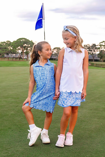 Girls Natalee Woven Golf & Tennis Shift Dress -Riviera Glacial Blue Dresses TurtlesAndTees   