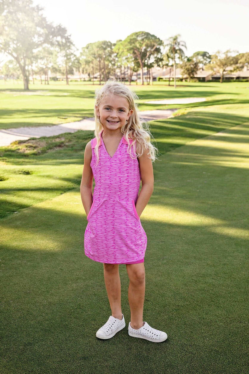 Girls Dotty Golf & Tennis Dress - Lined Up Pink Dresses TurtlesAndTees LUP XSmall (4T) 