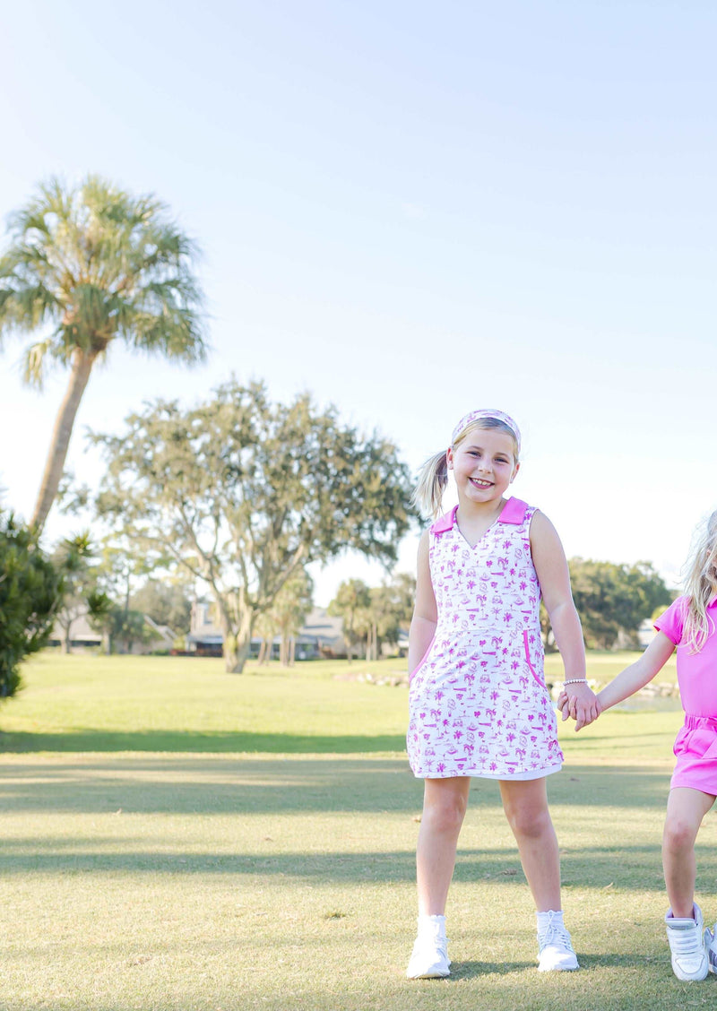 Girls Dotty Golf & Tennis Dress - Club Life Pink Dresses TurtlesAndTees   