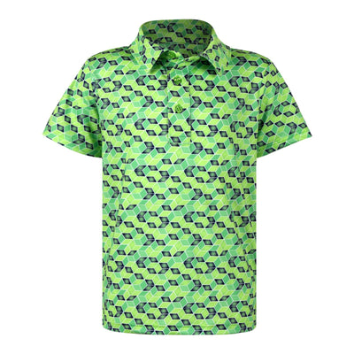 Turtles and Tees green geometric print boys golf polo