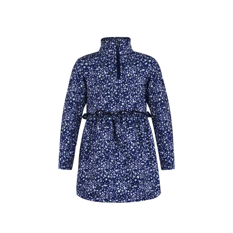 Turtles and Tees blue floral long sleeve toddler dress