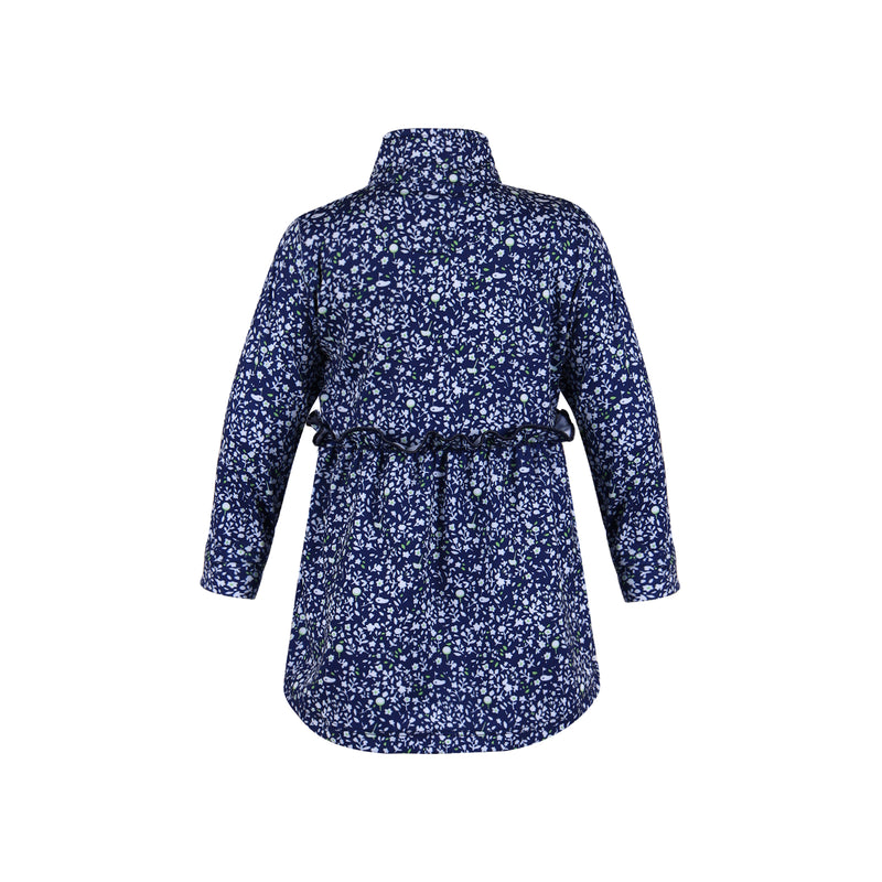 Turtles and Tees blue floral long sleeve toddler dress