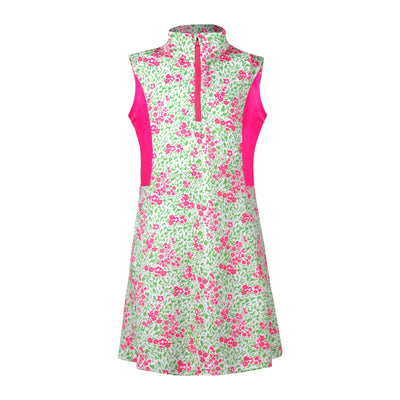 A product image of a Turtles and Tees pink and green floral golf dress