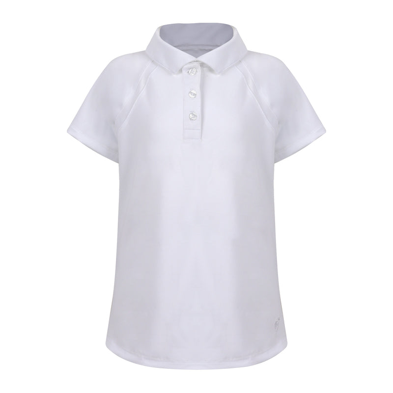 Girls Reagan Cap Sleeve Polo - White