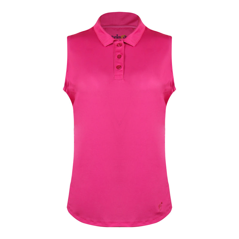 Turtles and Tees womens pink sleeveless polo shirt