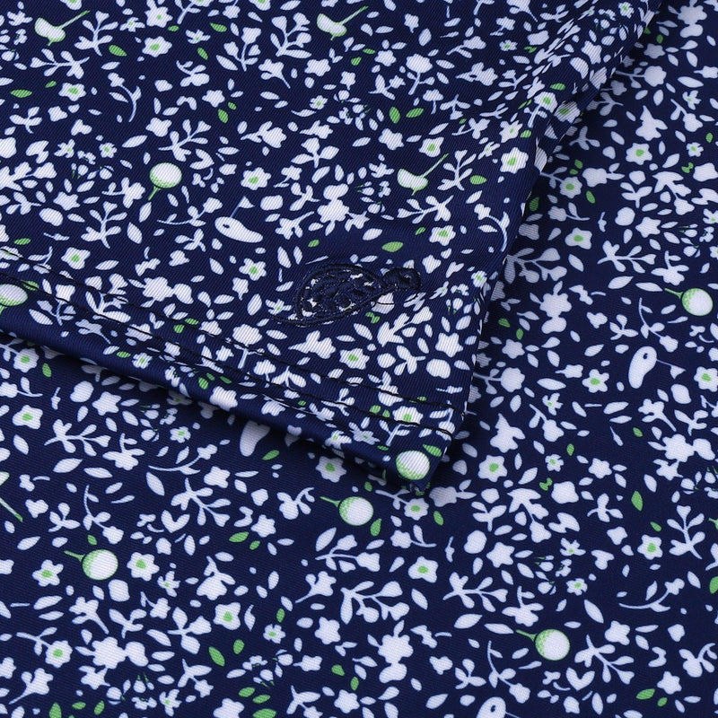 Turtles and Tees green navy blue floral print boys golf polo