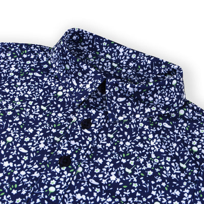 Turtles and Tees green navy blue floral print boys golf polo