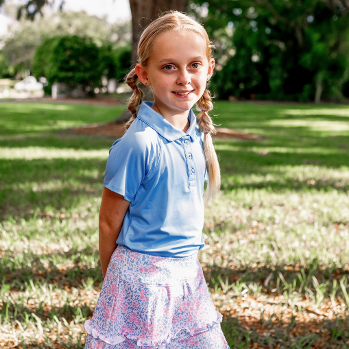 Girls Reagan Cap Sleeve Polo - Horizon Blue