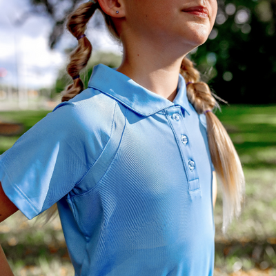 Girls Reagan Cap Sleeve Polo - Horizon Blue