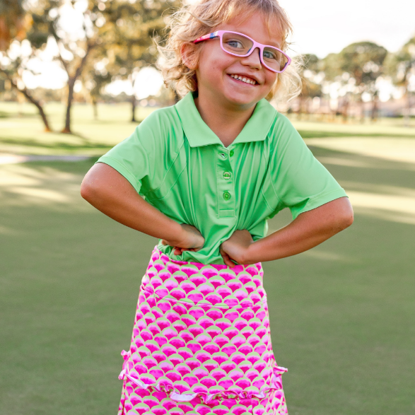 Girls Reagan Cap Sleeve Polo - Lime