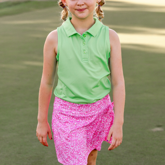 Girls Elsie Sleeveless Polo - Lime