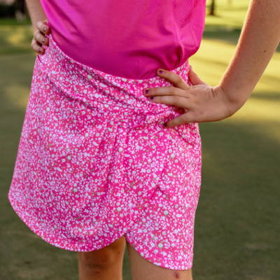 Girls Bella Skort - Secret Garden - Pink/Lime