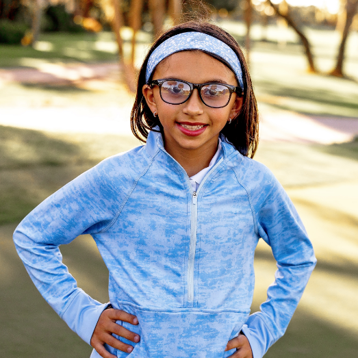 Girls Ember 1/4 Zip - Dunes - Horizon Blue